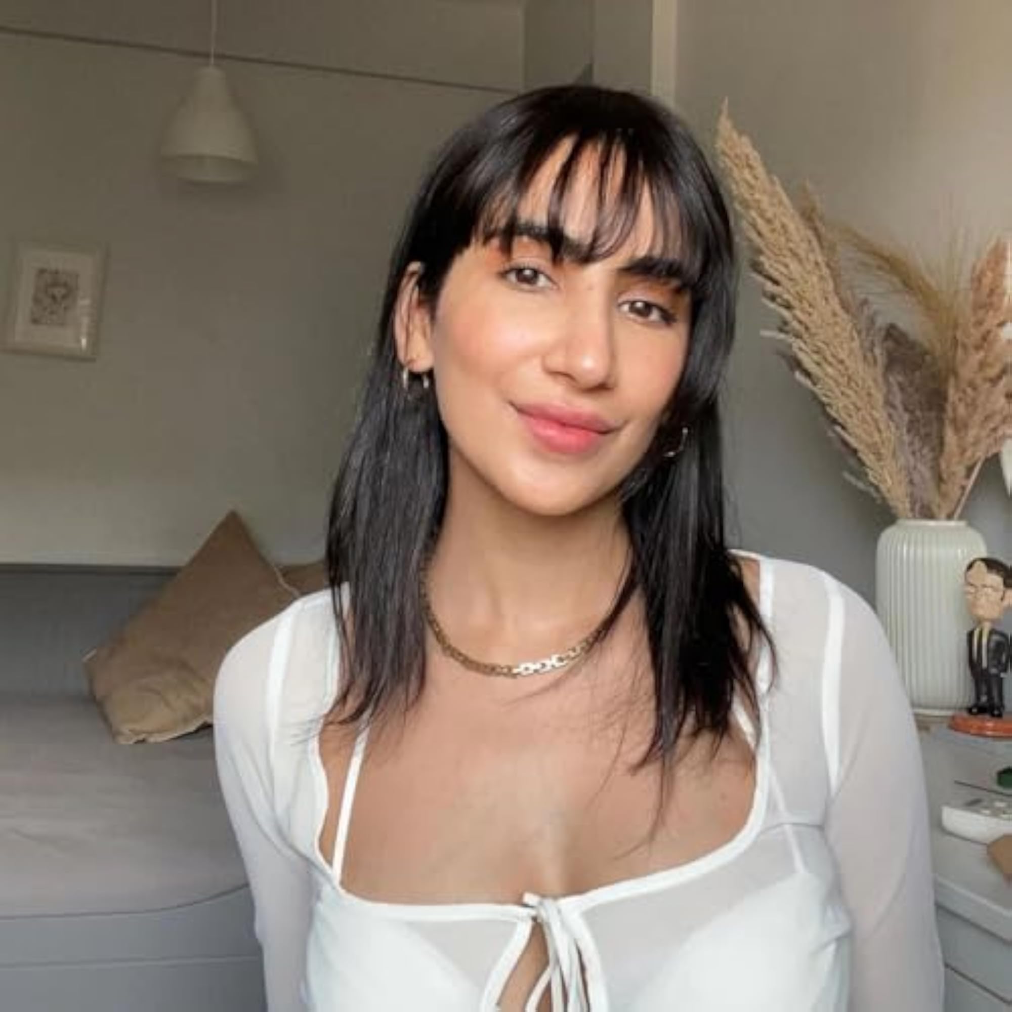 Full Head Wefted Wig With Bangs, 100% Human Hair