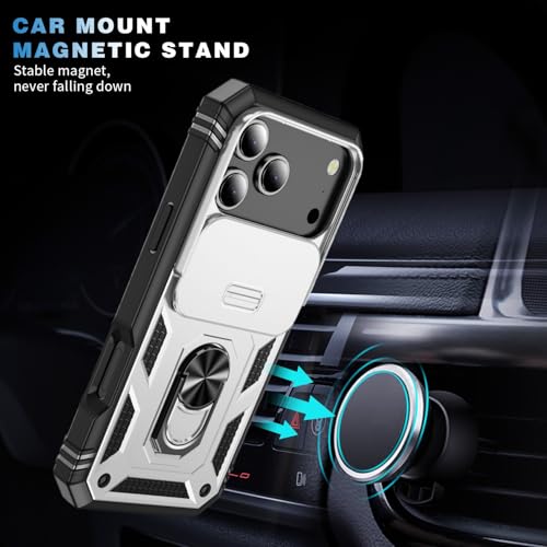 Coque iPhone 17 Pro Max avec anneau support rigide silicone blanc noir - 2