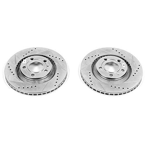 Image of Power Stop EBR1014XPR Rear Evolution Drilled & Slotted Rotor Pair For Audi S4 2004-2009 [Model Specific]