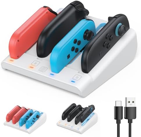 [Switch 1/2 Compatible] FASTSNAIL 8-in-1 Charging Dock for Nintendo Switch 2 & 1/OLED for Joy-Con 2, Dual-Direction Magnetic Fast Joypad Controller Charger Station Stand for Joycon 2/Joycon 1