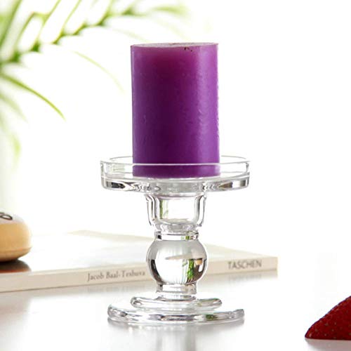 Teensery Glass Candle Holder Clear Pillar Candle Stand Candlestick For Home Wedding Party Decoration (Height 3.5") #TOP1