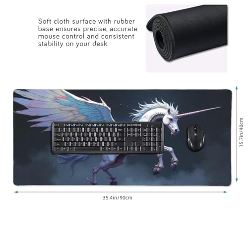Sous-main de bureau cheval blanc magique idéal pour clavier PC et grand espace de travail - 2