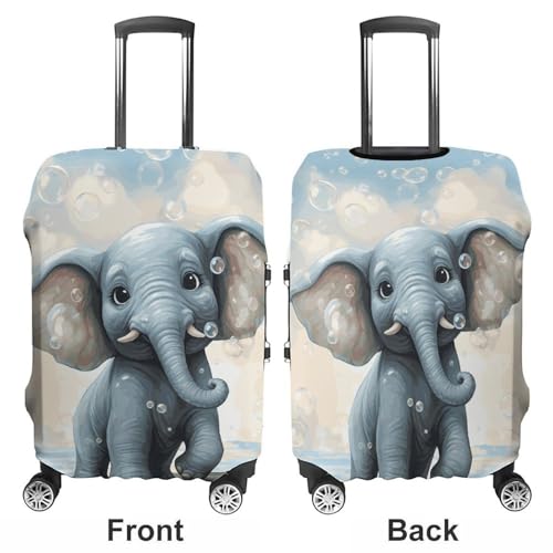 Cute Elephant Play Bubbles Elastic Luggage Cover Suitcase Protector for 19-32 Inch Suitcases | Universal Stretchable Travel Bag Cover | Anti-Scratch, Washable with Zipper Closure L3