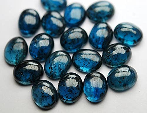 Cabochon cyanite mousse naturelle ovale 10x8mm pour sertissage de boucles d'oreilles