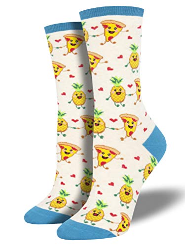 Socksmith Chaussettes fantaisie pour femme Pizza Loves Ananas -  Ecru -