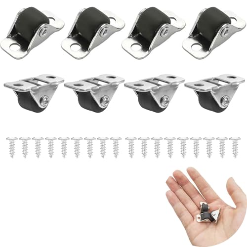 Pack de 8 Mini roulettes Fixes en Caoutchouc pour Meubles,Silencieuses à Roulement,avec Plaque Métallique et Vis Incluses,pour Améliorer la Mobilité des...