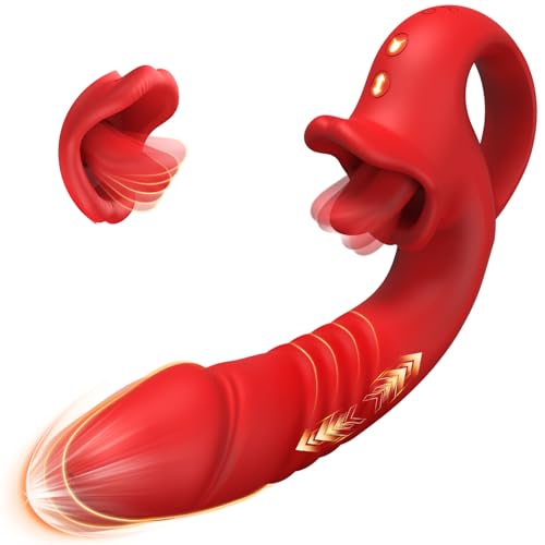 Vibration für Frauen Dildo Vibrator mit Stoßfunktion - Sex Spielzeug für die Frau mit 10 Zungenlecken und Vibrationmodi G Punkt Vibration für Klitoris Zungenvibrator Vibratorensets für Frauen