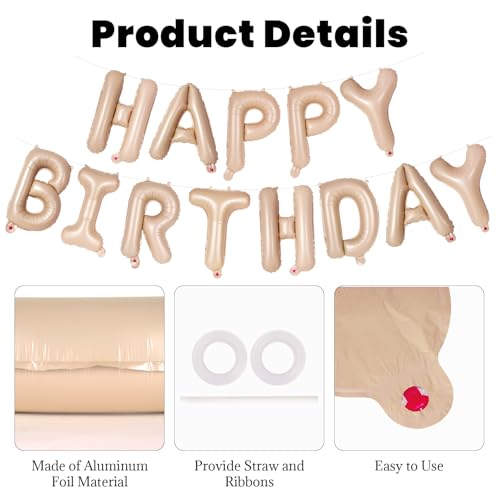 Image of 65 Pcs Caramel Happy Birthday Balloons, 2 Sets A-Z Caramel Letters Foil Balloons, 16 Inch Personalized Name Happy Birthday Banners for Wedding Baby Shower Anniversary Party Decorations