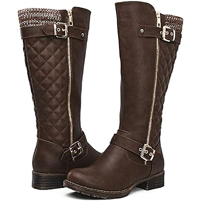 GLOBALWIN Women's Quilted Knee-High Fashion Dressy Riding Boots