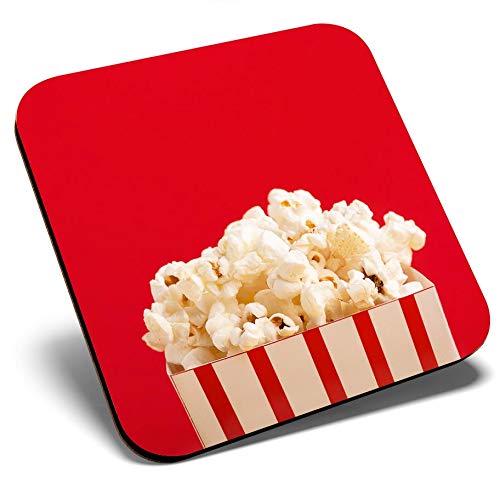 Destination Vinyl Ltd Multicolor Great Single Coaster Square - Funky Red Popcorn Box Cinema |Glossy Quality Coasters | Tabletop Protection For Any Table Type #24474