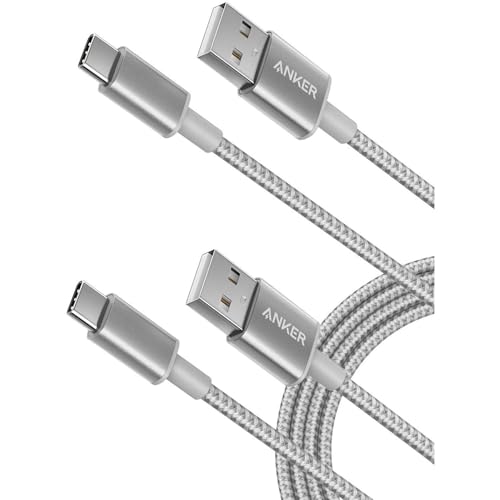 Anker USB C Charger Cable, 2-Pack 3 ft (0.9 m) USB to USB C Cable, USB A to USB C Braided Phone Charger Cable for iPhone 17/16/15, iPad Pro, Samsung Galaxy, MacBook Pro,and More(Silver 0.9M+