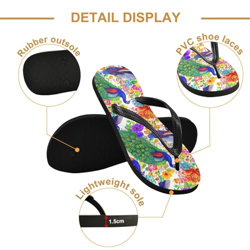 Nander Colorful Peacocks Sandal Flip Flops of Men's & Women's,Beach Slippers Flip Flops Shower Shoes2