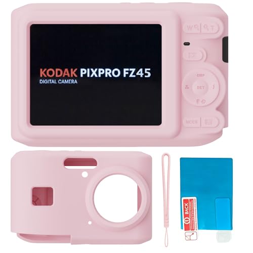TUOOUT Silicone Case for Kodak PIXPRO FZ45 Digital Camera with Screen Protector and Lanyard for Kodak PIXPRO FZ45 Accessories- (Pink)