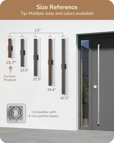 Image of EDISHINE LED Outdoor Wall Lights, 15.7 inch Modern Outdoor Sconce, Oil Bronze