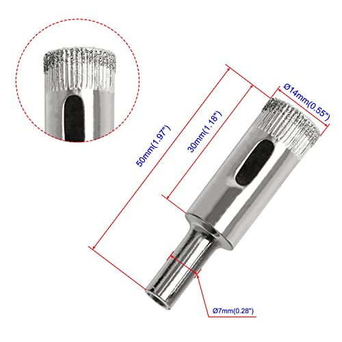 Broca de diamante 14 mm para vidrio y cerámica miniatura 2