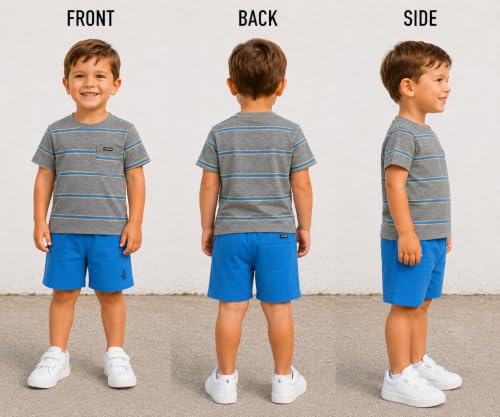 Image of Volcom Toddler Baby Boy Shorts Set - 2 Piece Short Sleeve Graphic Tees and Tech Stretch Shorts for Boys Infant Summer Clothes