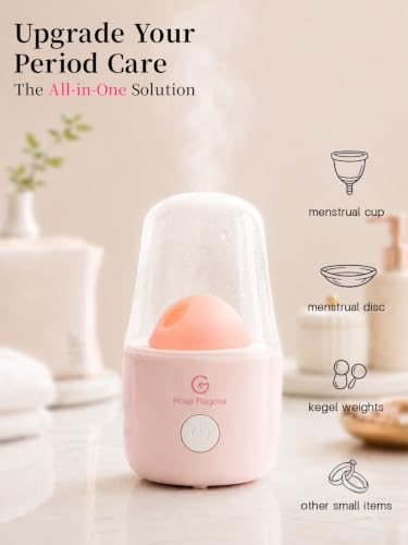 Image of ROSA RUGOSA Menstrual Cup Sterilizer Fits Menstrual Cups and Disc, See-Through Design, Includes Measuring Cup, Auto Shut Off, for Home, Dorm and Travel