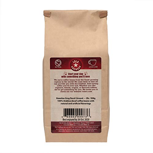 Lola Savannah Hawaiian Grog Ground Coffee - Roasted Arabica Infused With Coconut Flakes And Highland Crème Flavoring, Decaf, 2Lb Bag #TOP3