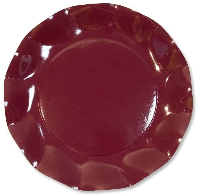 Lot de 10 assiettes plates en papier à pétales Bordeaux 24 cm
