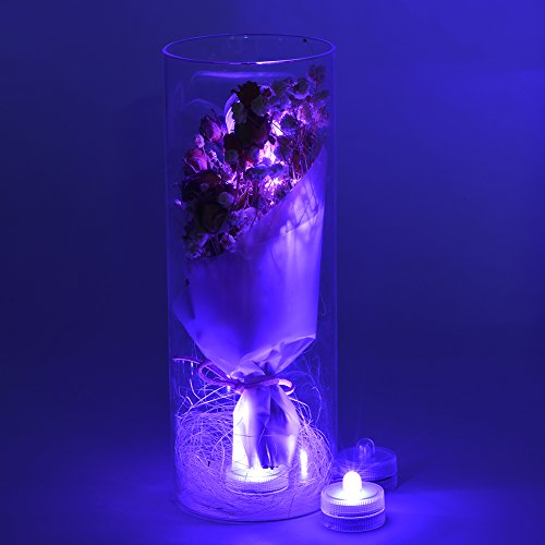 Image of KITOSUN Submersible LED Lights cr2032 Battery Powered Underwater Waterproof LED Tea Light Candles for Events Wedding Centerpieces Vase Floral Xmas Holidays Home Decor Lighting(Pack of 12) (Purple)