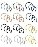 JELIEE 36Pcs 16G Horseshoe Nose Septum Rings Variety of Sizes Stainless Steel Cartilage Helix Tragus Earring Eyebrow Earring Hoop Lip Horseshoe Piercing for Women Men
