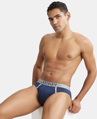 Image of Jockey 8044 Men's Super Combed Cotton Rib Solid Brief with Ultrasoft Waistband (Pack of 2)