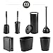 mDesign Compact Freestanding Plastic Toilet Bowl Brush and Holder for Bathroom Storage and Organization - Space Saving, Sturdy, Deep Cleaning, Covered Brush - 2 Pack - Black