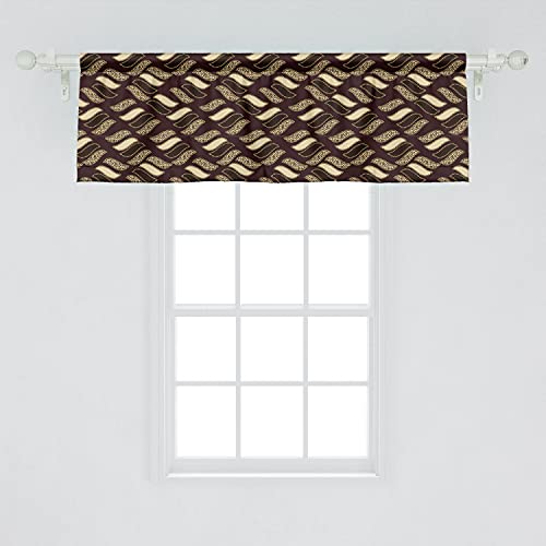 Ambesonne Brown Window Valance Pack Of 2, Ethnic African Style Cheetah Skin Texture Pattern Camouflage Design, Rod Pocket Curtain Valances For Kitchen Bedroom, 54" X 18", Redwood Brown #TOP2