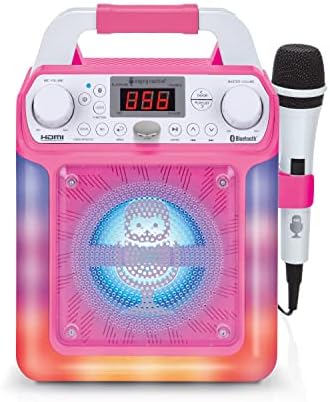 Singing Machine SML652P HDMI Groove Mini Portable Karaoke System with Bluetooth and Voice Changing Effects, Pink