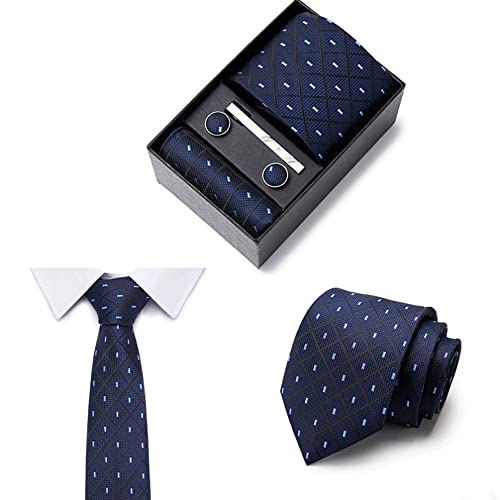 Set de corbata de seda para hombre, incluye corbata, pañuelo y accesorios miniatura 2