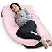 Pharmedoc Oreiller de Grossesse pour Femmes, Oreiller Complet en Forme de U et Soutien de maternité pour Le Dos, Les Hanches, Les Jambes, Le Ventre avec Extension détachable Rose Clair