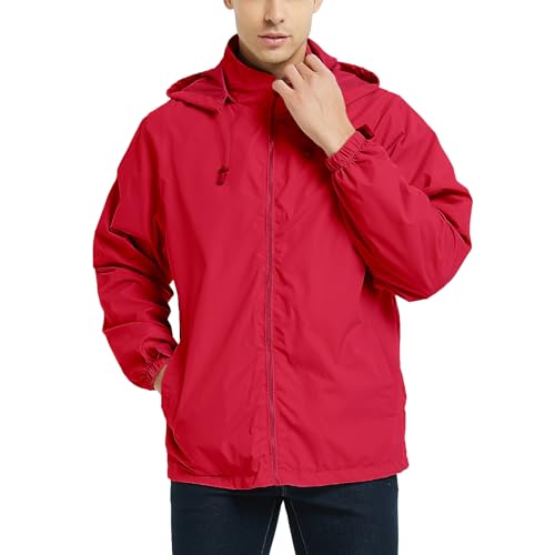 Mywu Mens Windbreaker Jackets Lightweight Rain Jacket Waterproof Raincoat with Hood Outdoor Running Hiking Cycling