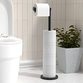 Free-standing Toilet Roll Holder Folding Paper Roll Holder Stainless Steel Bathroom Roll Holder Stand, Anti Rust Pedestal Free Standing Toilet Roll Storage Dispenser Holds 5 Paper Roll