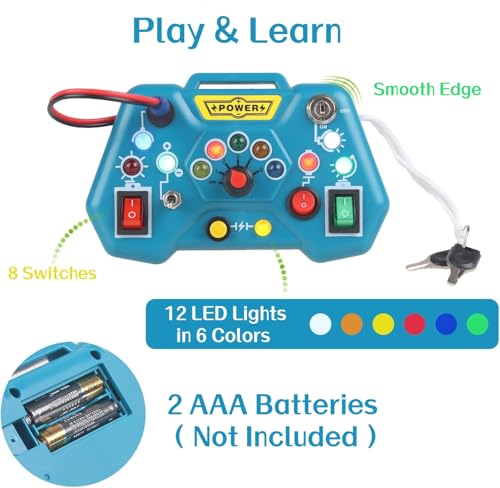 Image of Toddler Busy Board with LED Light,Montessori Sensory Toy for 3 Year Old,Light Switches Kids Educational Learning Activities Toy,Travel Toys and Birthday Gifts for 2 3 4 5 6 Boys Girls