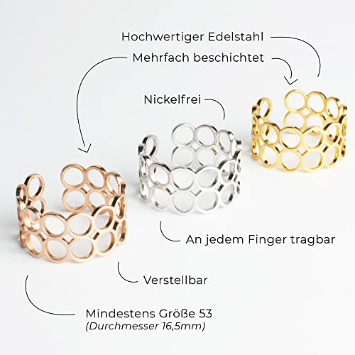 ALEXASCHA Mutter Tochter Geschenk • Ring Set aus 2 Statement Ringen in Silber & Roségold • Muttertagsgeschenk • Schmuckset verstellbar ab Größe 60 (Ø 19 mm)