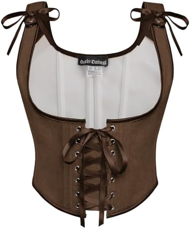 SCARLET DARKNESS Damen Renaissance Korsett U-Ausschnitt Lace-up Corset Top | Vintage Elegant Unterbrust Corsage, Verstellbare Schultergurte, Weste Festliche Piratenkostüm, Mittelal
