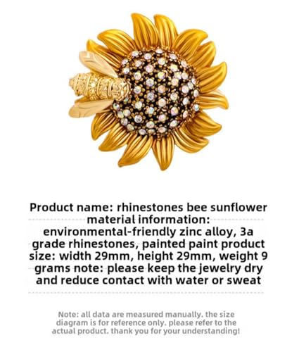 Image of Bee Pin and Brooch - Women's Retro Honeycomb Fashion Rhinestone Sunflower Brooch - Cute Cartoon Personality Enamel Oil Drop Color Insect Pin