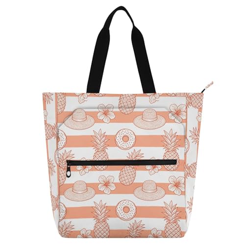 Bolsa de biblioteca unisex con estampado de donas y piñas de verano