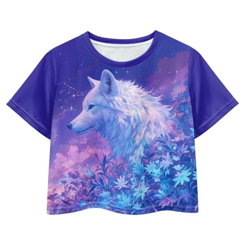 Image of Cute Crop Tops for Girls Short Sleeve Summer T Shirts Fashion Graphic Tees Crew Neck Pullover Tee 5-14 Years