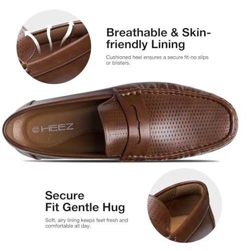 Image of HEEZ Men's Loafers Slip On Dress Shoes Penny Loafers Leather Casual Driving Boat Shoes for Men