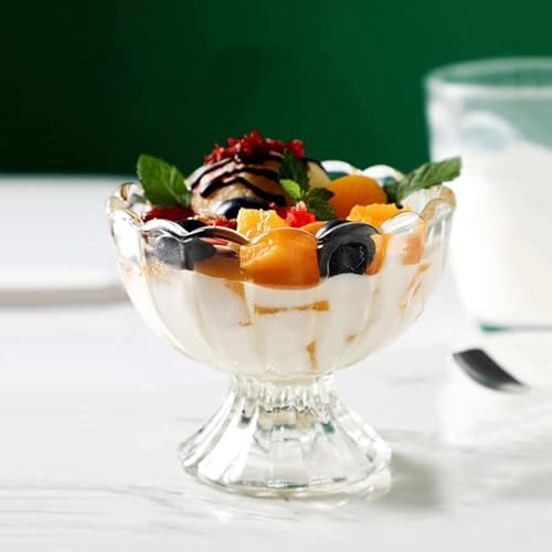 Dnienkge Iced Cream Dessert Bowl,Set Of 9,6Oz Vintage Glass Ware With Heavy Base thumb #5