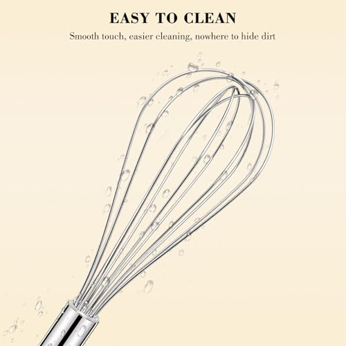 Image of NileHome Stainless Steel Whisk 10 inch Kitchen Whisk Wisking Tool Kitchen Wisk Wire Whisks for Cooking, Whisking, Blending, Beating, Stirring