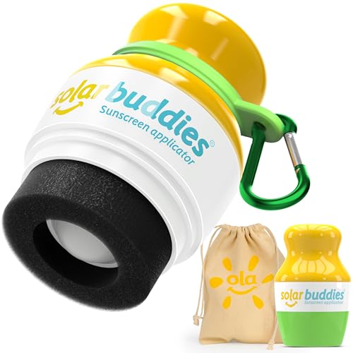 Image of Green Bag Bundle Set For Solar Buddies Refillable Roll On Sunscreen Suncream Applicator Bag Bundle With Applicator Carabina Clip For Families, Kids, Adults, Travel Set