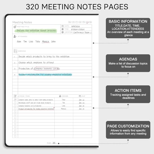 Carnet de réunion et de notes B5 pour organiser efficacement vos projets de bureau