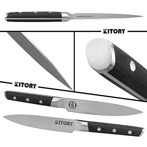 Kitory Utility Knife, 5 Inch Fine-Edge Kitchen Knife, Table Knives Sharp German High Carbon Stainless Steel, Full Tang Pakkawood Handle With Gift Box - Metadrop Series #TOP2