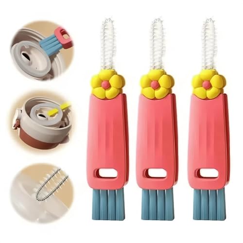 Image of 3 in 1 Cup Lid Cleaning Brush, 2025 New Multifunctional Water Bottle Cleaner Brush Set for Bottle Gap Tight Spaces Cup, Portable Cup Lid Gap Cleaner, Home Kitchen Crevice Brush Tools