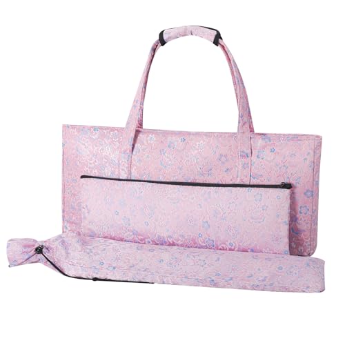 TIASUSAN Empty American Mahjong Set Bag, Pink Bag with Mahjong Tiles Bag and Mahjong All-in-One Rack/Pushers Drawstring Bag (Only Case