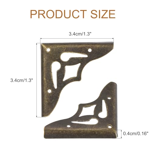 Image of uxcell 30pcs Vintage Corner Protector 1.3 inchx1.4 inchx0.2 inch Decorative Metal Edge Corner Protectors Brackets with Mounting Nails for Box Wooden Case Chest Table Desk Bronze