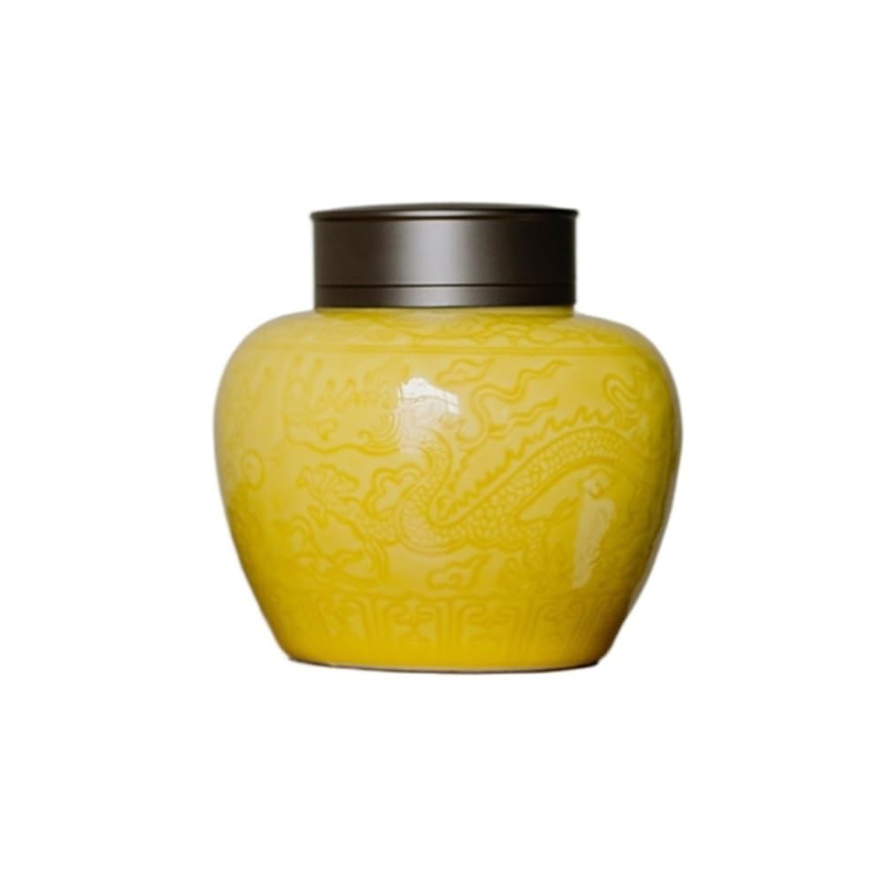 CHENGAIJIAN Tea Canister Vintage Chinese Ceramic Jar, Tea, Kitchen Spice, Coffee Seasoning, 500ML