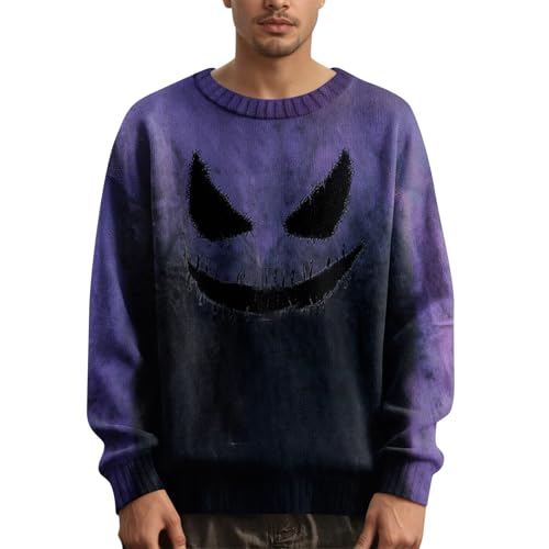 Men's Crewneck Fashion Pullover Loose Fit Halloween Graphic Sweatshirts Casual Comfy Long Sleeve Lightweight Tops1